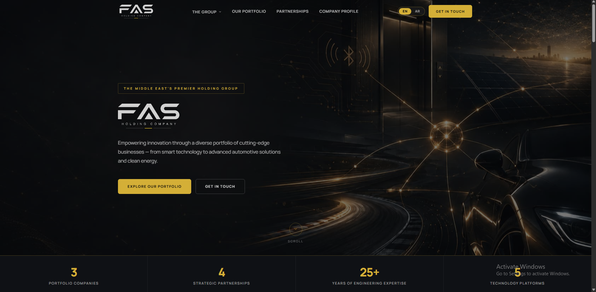 FAS Holding corporate website home page